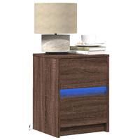 Nachtkastje met LED-verlichting bewerkt hout bruin eikenkleur