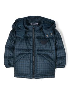 Emporio Armani Kids doudoune à motif pied-de-poule - Bleu