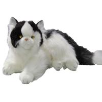 CarlDick Pluche knuffeldier Perzische kat - wit/zwart - 30 cm - kat - huisdieren knuffel