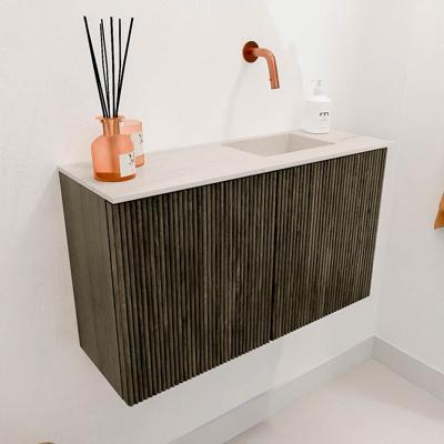 Toiletmeubel Mondiaz Joya Dlux | 70 cm | Meubelkleur Shadow | Faye wastafel Meli Wasbak Rechts | Zonder kraangat(en)
