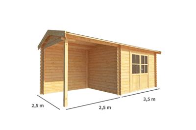 Blokhut met overkapping Fenna 600 cm bij 250 cm diep Zadeldak - Warentuin collection