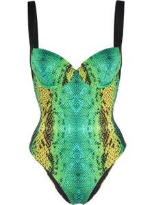 Noire Swimwear maillot de bain à imprimé peau de serpent - Vert