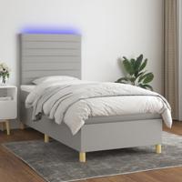 Boxspring met matras en LED stof lichtgrijs 80x200 cm