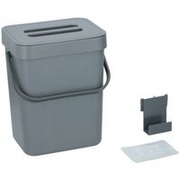 Afvalbak/vuilnisbak - 1 stuk - 5,5 liter - Kunststof - Grijs - Prullenbakken - thumbnail
