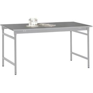 Manuflex BB3034.9006 Bijzettafel basis stationair met staalbeslag schijf in aluminium zilver vergelijkbaar met RAL 9006, bxdxh: 1250 x 600 x 780 mm