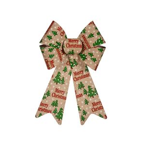 Kerstboomversiering grote ornament strikjes/strikken creme/rood print 22 x 38 cm