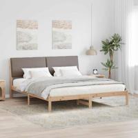 Bedframe Bruin en taupe 200 x 200 cm Massief grenenhout