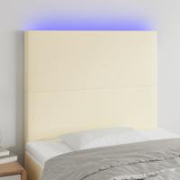 Hoofdbord LED 80x5x118/128 cm kunstleer crèmekleurig