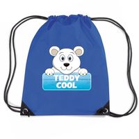 Teddy Cool de ijsbeer trekkoord rugzak / gymtas blauw voor kinderen - thumbnail