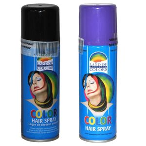 Set van 2x kleuren haarverf/haarspray van 111 ml - Zwart en Paars   -