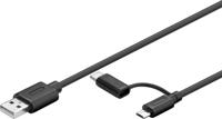goobay Oplaad- en synchronisatie-combinatiekabel USB-A > Micro-USB / USB-C kabel 1 meter - thumbnail