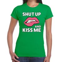 Shut up and kiss me t-shirt groen dames Shut up and kiss me t-shirt groen dames