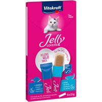 Vitakraft Jelly Lovers met zalm & schol kattensnack (6 x 15 g) 3 verpakkingen - thumbnail
