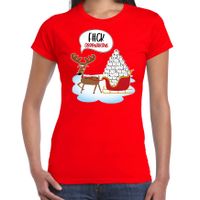 F#ck coronavirus fout Kerstshirt / outfit rood voor dames - thumbnail