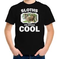 Dieren hangende luiaard t-shirt zwart kinderen - sloths are cool shirt jongens en meisjes