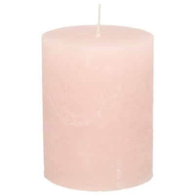 Stompkaars/cilinderkaars - licht roze - 7 x 9 cm - middel rustiek model