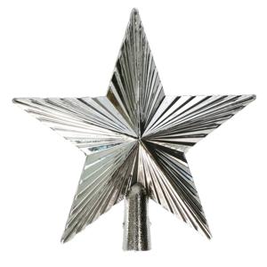 Mini kerstboom piek - ster - zilver - kunststof - 14,5 cm - kerstboompiek