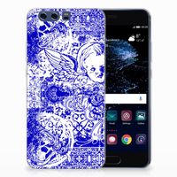 Silicone Back Case Huawei P10 Plus Angel Skull Blauw - thumbnail