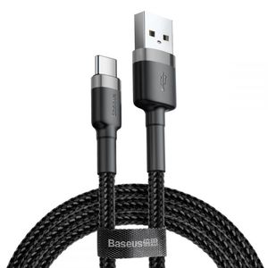 Baseus Cafule USB 2.0 / Type-C Kabel CATKLF-CG1 - 2m - Zwart / Grijs