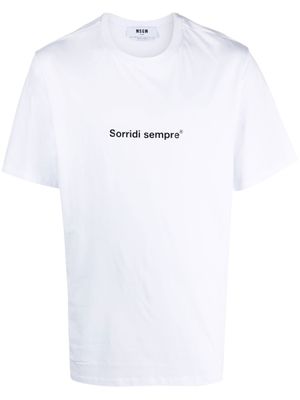 MSGM t-shirt en coton à slogan imprimé - Blanc