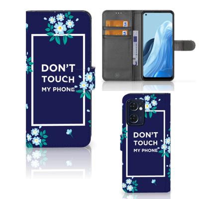 OPPO Find X5 Lite | Reno 7 5G Portemonnee Hoesje Flowers Blue DTMP OPPO Find X5 Lite | Reno 7 5G Portemonnee Hoesje Flowers Blue DTMP