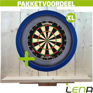 Winmau Blade 6 + Lena Dartbordverlichting Basic XL Blauw + Lena Wooden Wall Protector