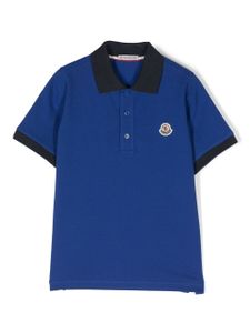 Moncler Enfant polo à patch logo - Bleu