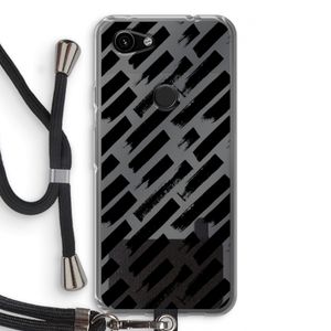 Zwarte vegen: Pixel 3a Transparant Hoesje met koord