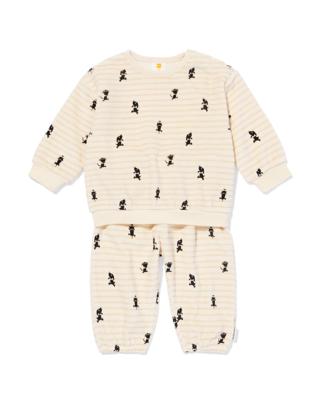 HEMA Takkie newborn kledingset comfy fit velours strepen ecru (ecru)