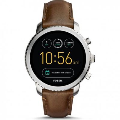 Horlogeband Fossil FTW4003 Leder Bruin 22mm