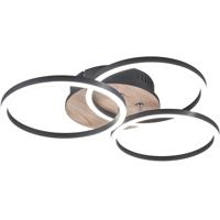 LED Plafondlamp 27W Rond - Aanpasbare Kleur en Bruin MDF Design