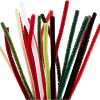 Creativ Company Chenille, l: 30 cm, dikte 6 mm, kerst verf, 25 div/ 1 doos