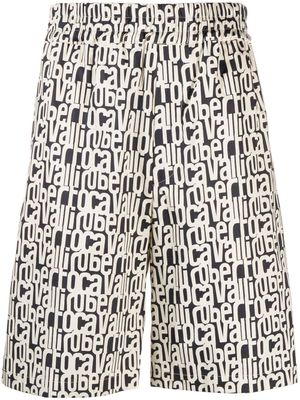 Roberto Cavalli short élastiqué à logo imprimé - Noir