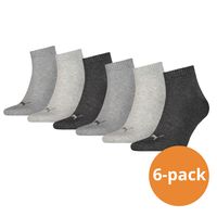 Puma Quarter Sokken Plain 6-pack Antraciet Melange-47/49