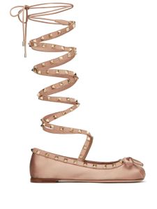 Valentino Garavani ballerines en satin à ornements Rockstud - Rose