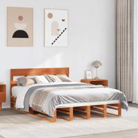 Bedframe zonder matras massief grenenhout wasbruin 120x190 cm
