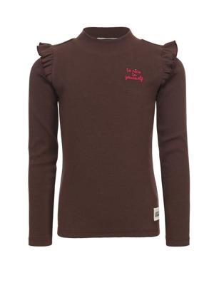 LOOXS Little winter t-shirt meisjes - donker bruin - rib/longsleeve