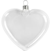 Creativ Company Plat glazen hart, h: 9 cm, b: 7.8 cm, dikte 2,1 cm, 6 stuk/ 1 doos