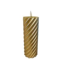 Twisted pillar candle Metallic Gold 7.5x20cm