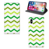 Apple iPhone Xs Max | Hoesje met Magneet | Zigzag Groen