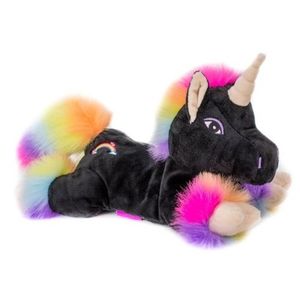 Magnetron warmte knuffel zwarte eenhoorn regenboog 18 cm   -