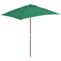 Tuinparasol met houten paal 150x200 cm groen