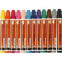 Textielstiften, lijndikte 2-4 mm, diverse kleuren, 12 stuk/ 1 doos
