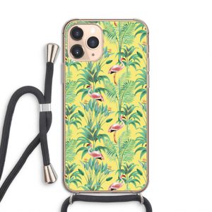 Flamingo party: iPhone 11 Pro Transparant Hoesje met koord