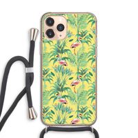 Flamingo party: iPhone 11 Pro Transparant Hoesje met koord