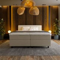 1-Persoons Boxspring Hotel Suite - Beige 90x210 cm - Pocketvering - Inclusief Topper - Dekbed-Discounter.nl