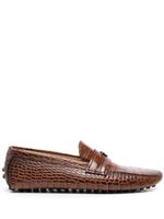Roberto Cavalli mocassins en cuir à effet peau de crocodile embossé - Marron