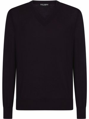 Dolce & Gabbana pull en cachemire à col v - Bleu