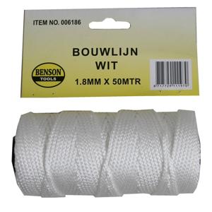 Touw bouwlijn - wit - 50 meter x 1,8 mm - tegelen/metselen - bouwlijntouw