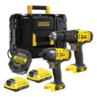 Stanley FATMAX SFMCK465D2T V20 Combo Kit | 18V Accu Schroefkopboormachine + 18V Accu Slagschroevendraaier | 2x 2,0 AH Accu&apos;s | 1x Lader | In TSTAK -